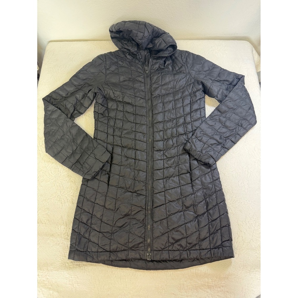 The North Face Womens ThermoBall Parka Black Quilted Hooded Insulated Jacket XS